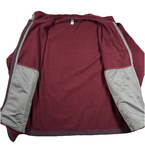 REI Co-Op Men's 2XL Alpenfire Fleece Jacket Full Zip Hiking Outdoor Maroon - Picture 4 of 8